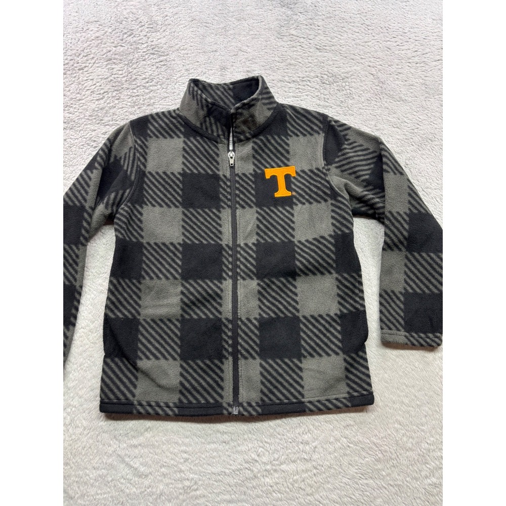 NCAA Tennessee Volunteers Kids XS 4/5 Fleece Jacket Grey Black Buffalo Plaid Zip